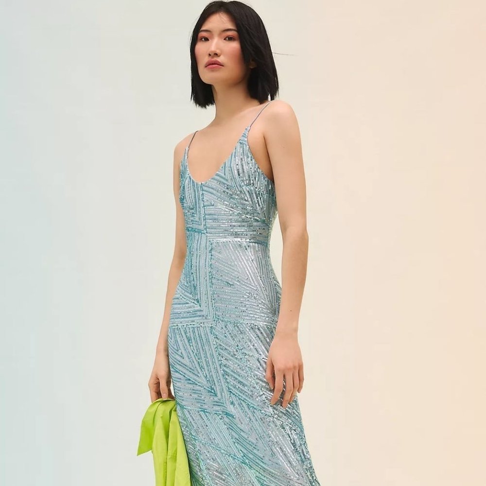 NWT Anthropologie Let Me Be Scoop-Neck Deco Shine Dress XS